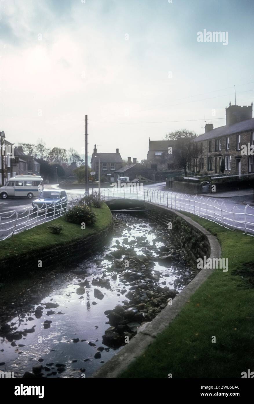 1975 archive image of Waddington Brook, running through the small Lancashire village of Waddington. Stock Photo