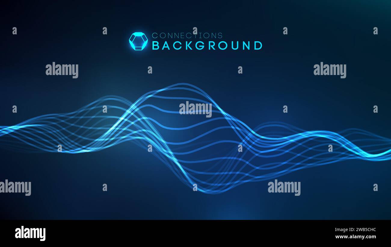 Sound wave audio abstract background. Network connections music wave ...