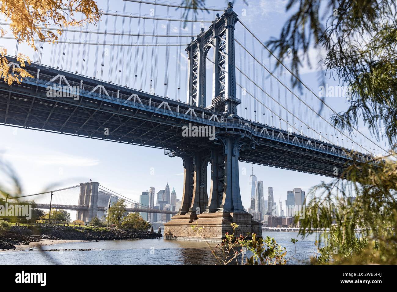 Fresh Look at New York Manhattan Bridges Stock Photo