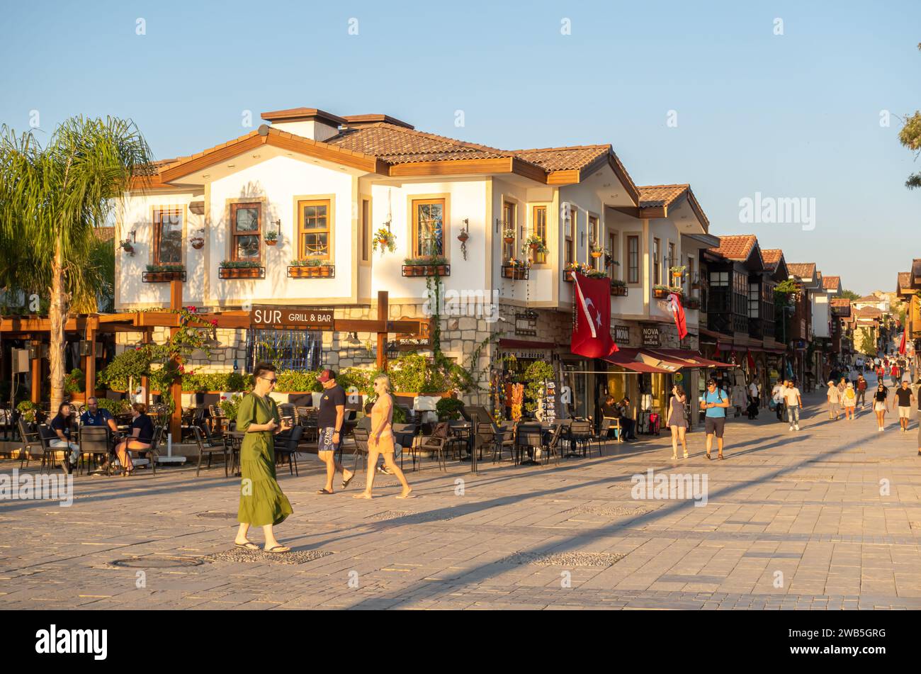 Tourists  a resort town Side, Antalya, Turkey Stock Photo
