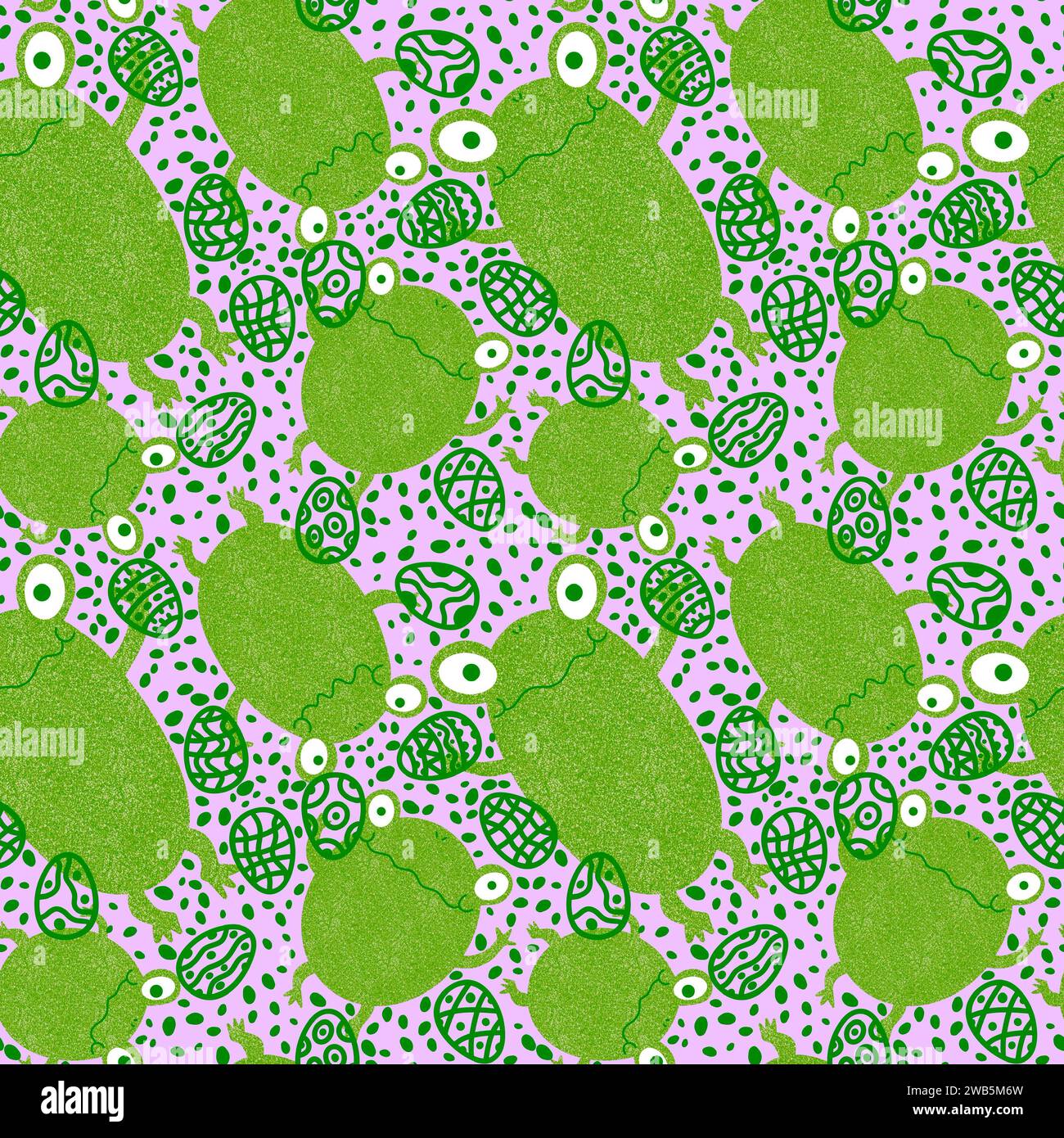 Easter eggs and animals seamless frogs pattern for wrapping paper and ...