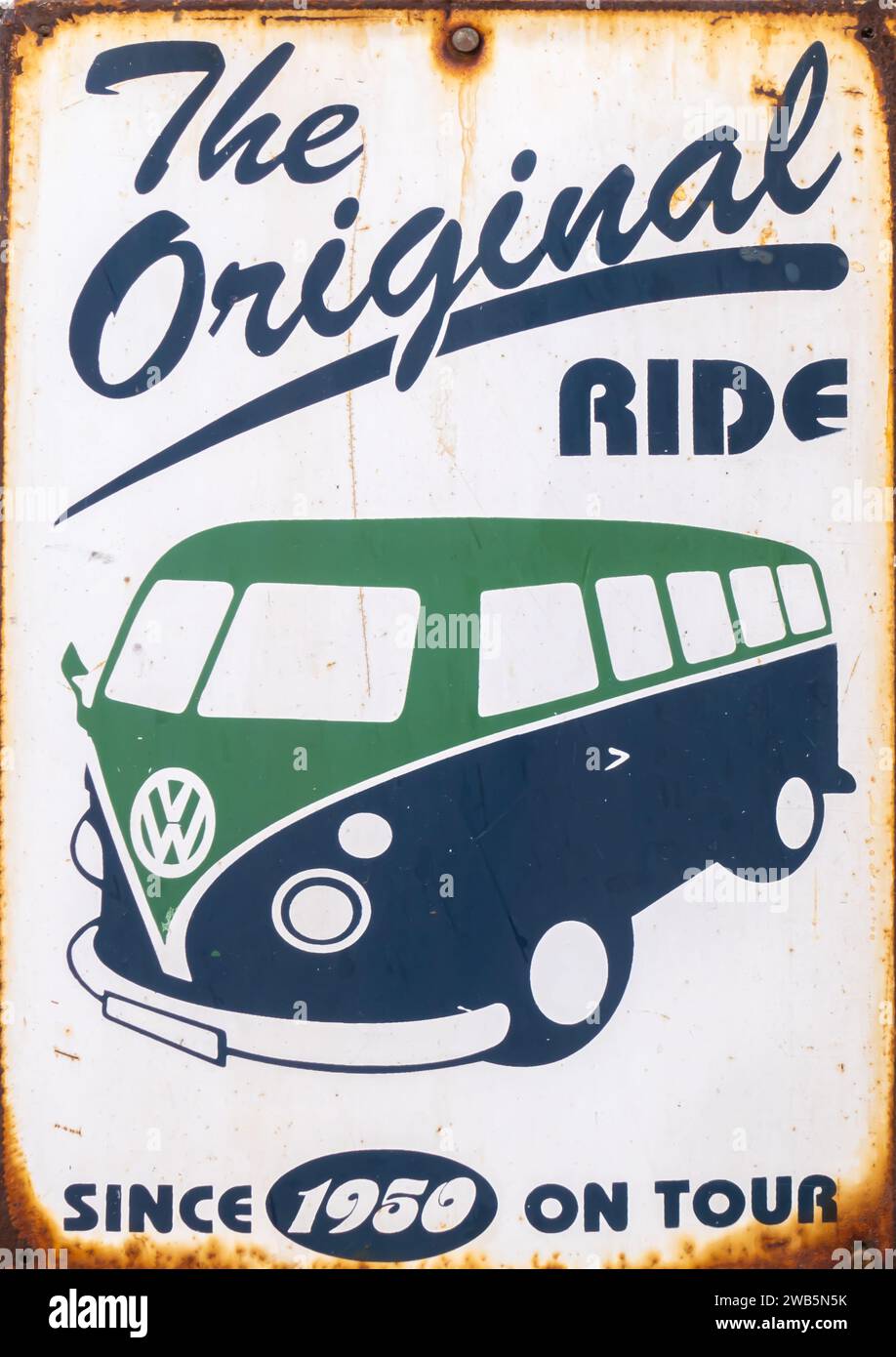 VW bus the original ride plate Stock Photo - Alamy