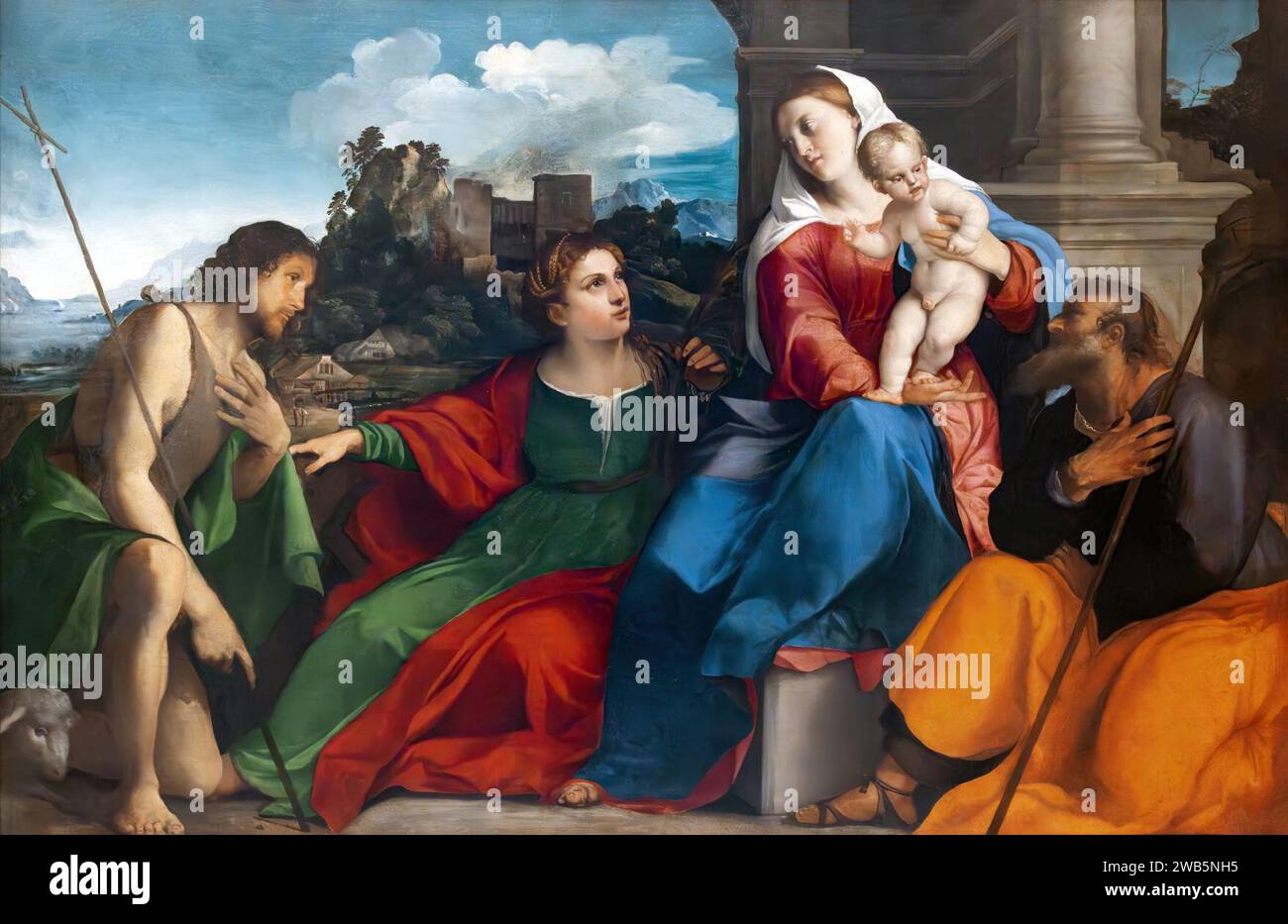 Madonna col Bambino,San Giuseppe,San Rocco e San Silvestro I papa - olio su  tela - Ascanio Magnanini - primo decennio del XVII secolo - Nonantola (Mo  Stock Photo - Alamy, image size:1300x933