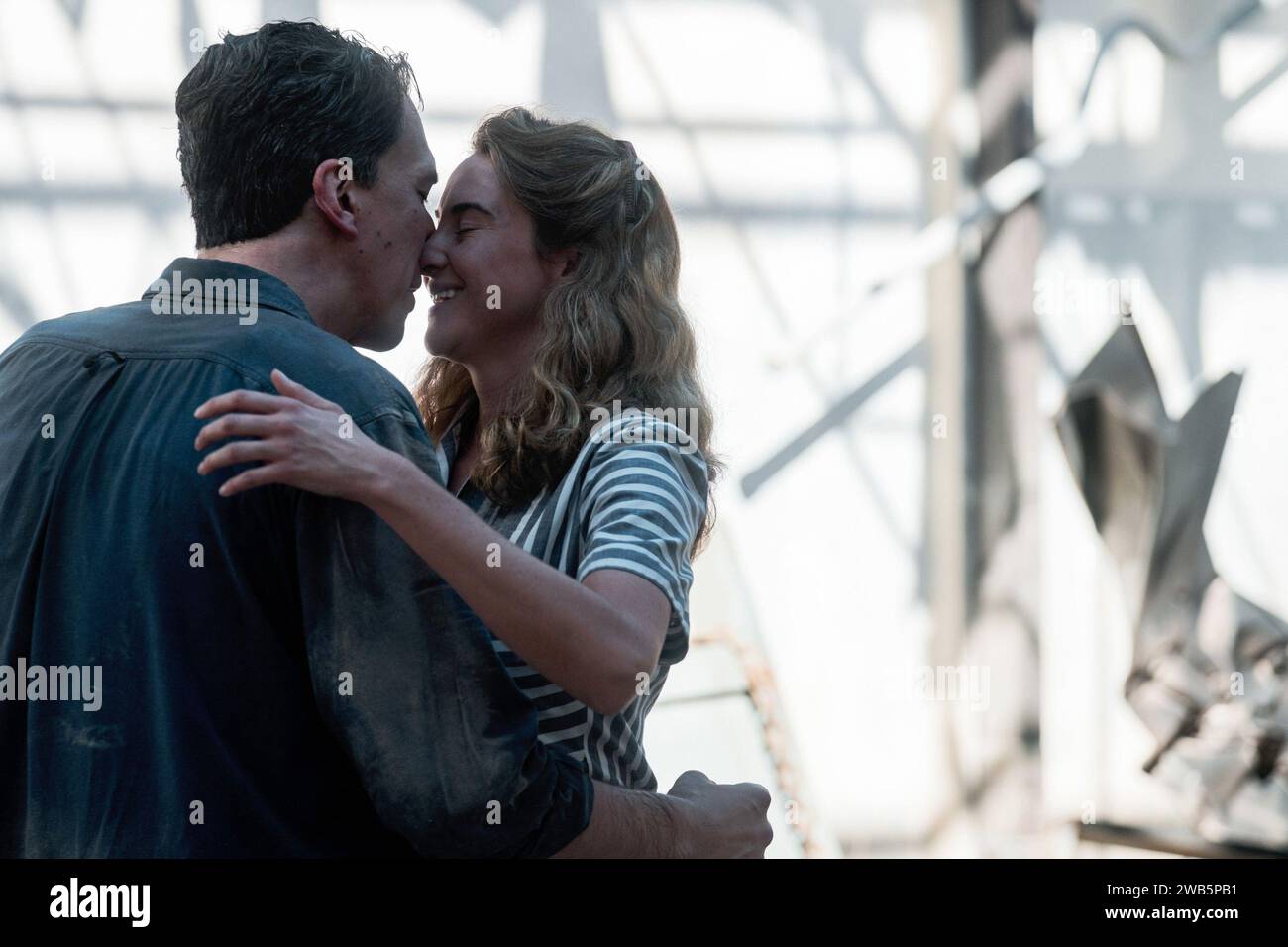 FERRARI, from left: Adam Driver as Enzo Ferrari, Shailene Woodley as