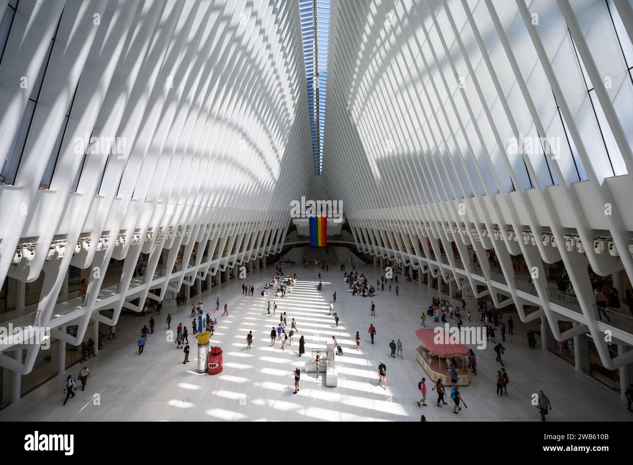 Interior of the Oculus subway station by Spanish architect Calatrava at the World Trade Center in New York. Stock Photo