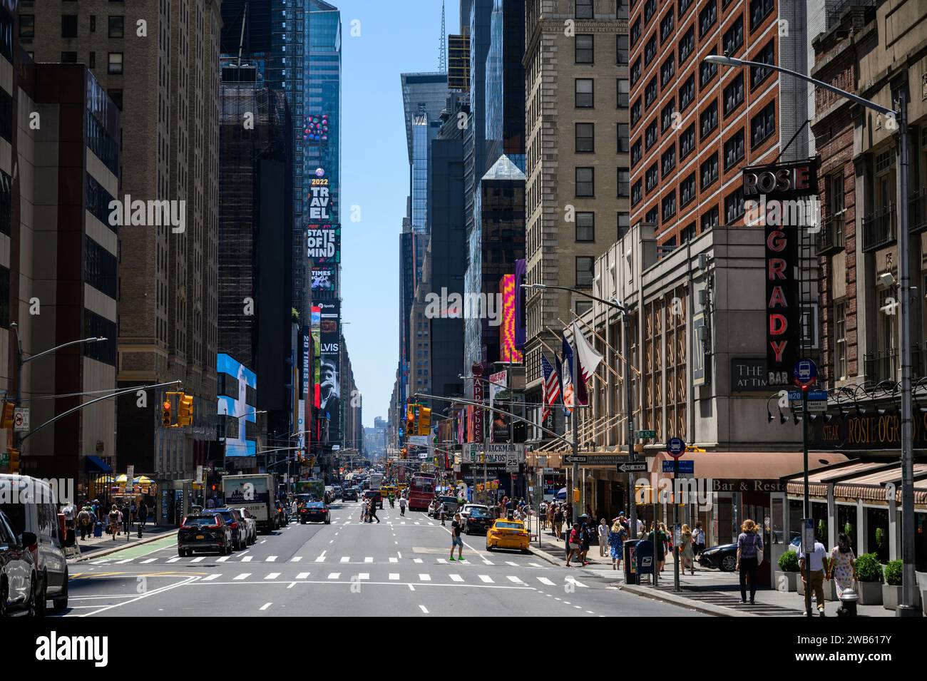 Sunny summer morning on a main avenue in New York, USA. Stock Photo