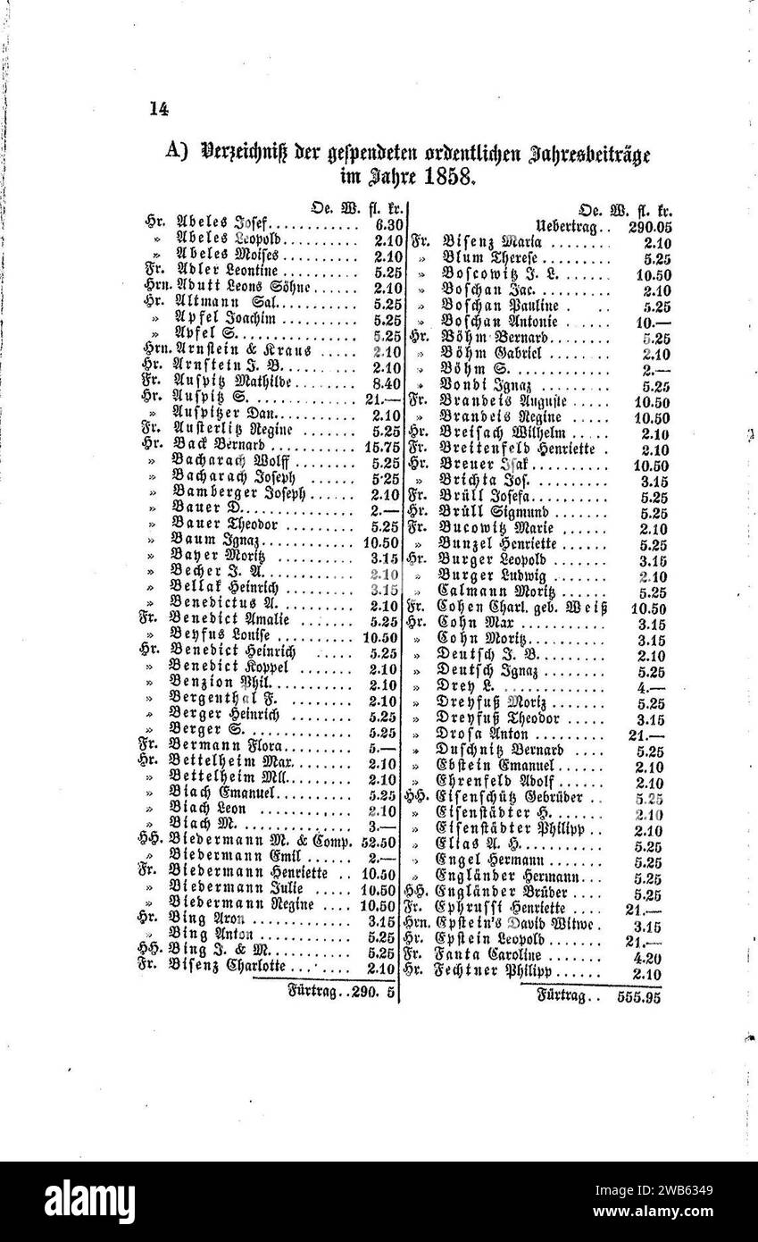 16. Jahresbericht über die israelitische Kinderbewahr-Anstalt zu Wien, 1859 (13). Stock Photo