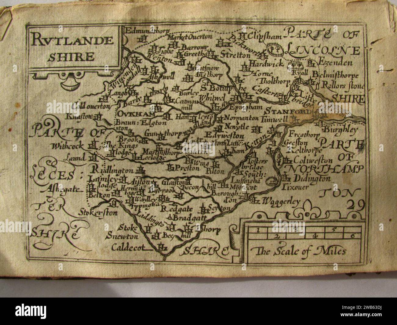 17th Century map of Rutlandshire Stock Photo - Alamy
