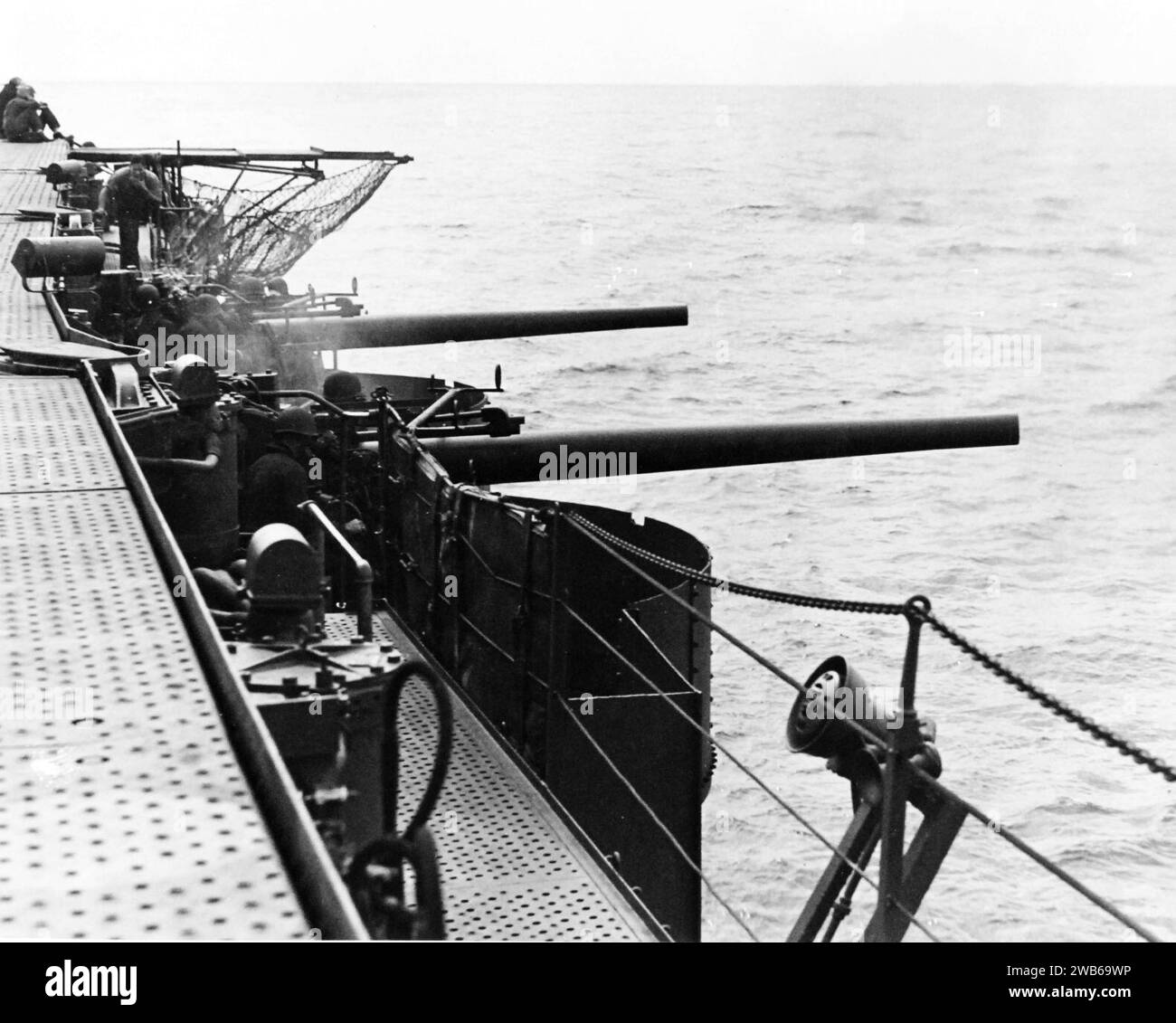 127mm guns aboard USS Enterprise (CV6) during gunnery practice, 4
