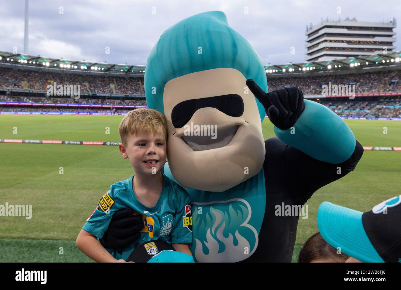 Brisbane, Australia. 7th Jan 2024. Brisbane Heat mascots entertain the
