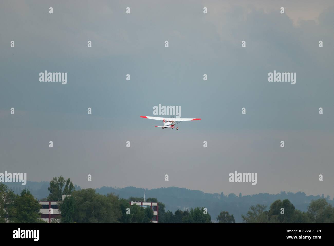 Altenrhein Airport, Saint Gallen, Switzerland, September 12, 2023 HB-TDA Cessna 172S Skyhawk is taking off from runway 28 Stock Photo