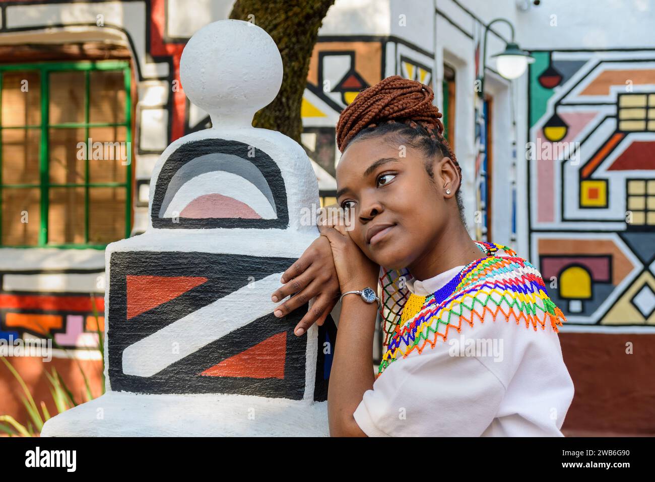 Adult female performer, Lesedi Cultural Village, Lanseria, Gauteng, South Africa Stock Photo