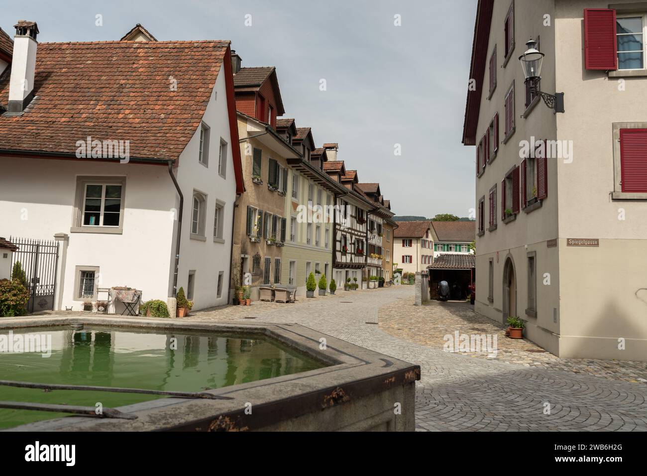 Bremgarten, Canton Aargau, Switzerland, September 3, 2023 Beautiful historic and traditional architecture in the old town Stock Photo