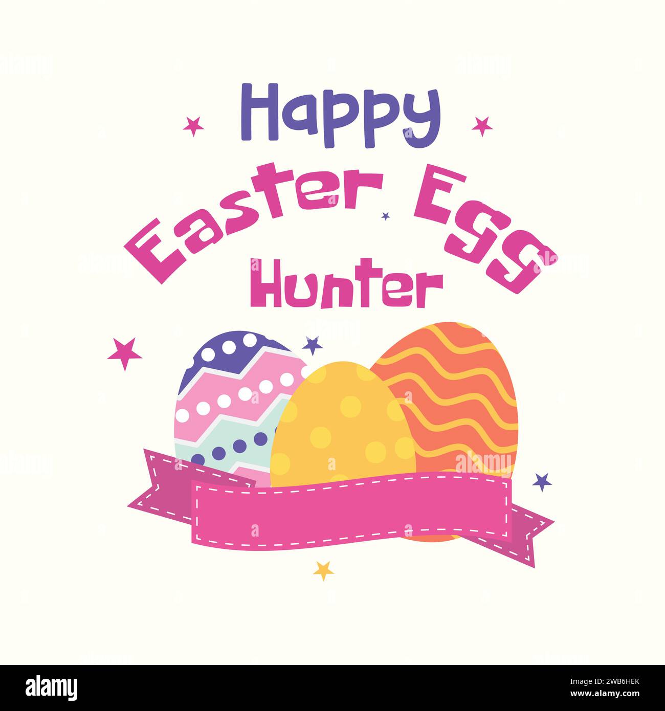 Happy easter egg with pink banner vector illustration Stock Vector