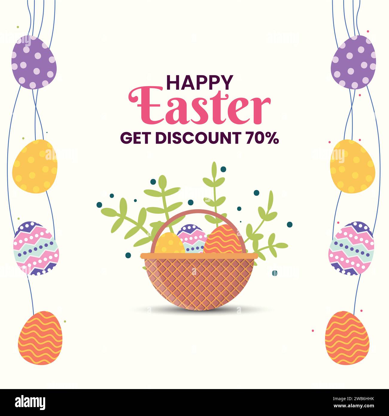 Happy Easter discount offer vector template illustration Stock Vector
