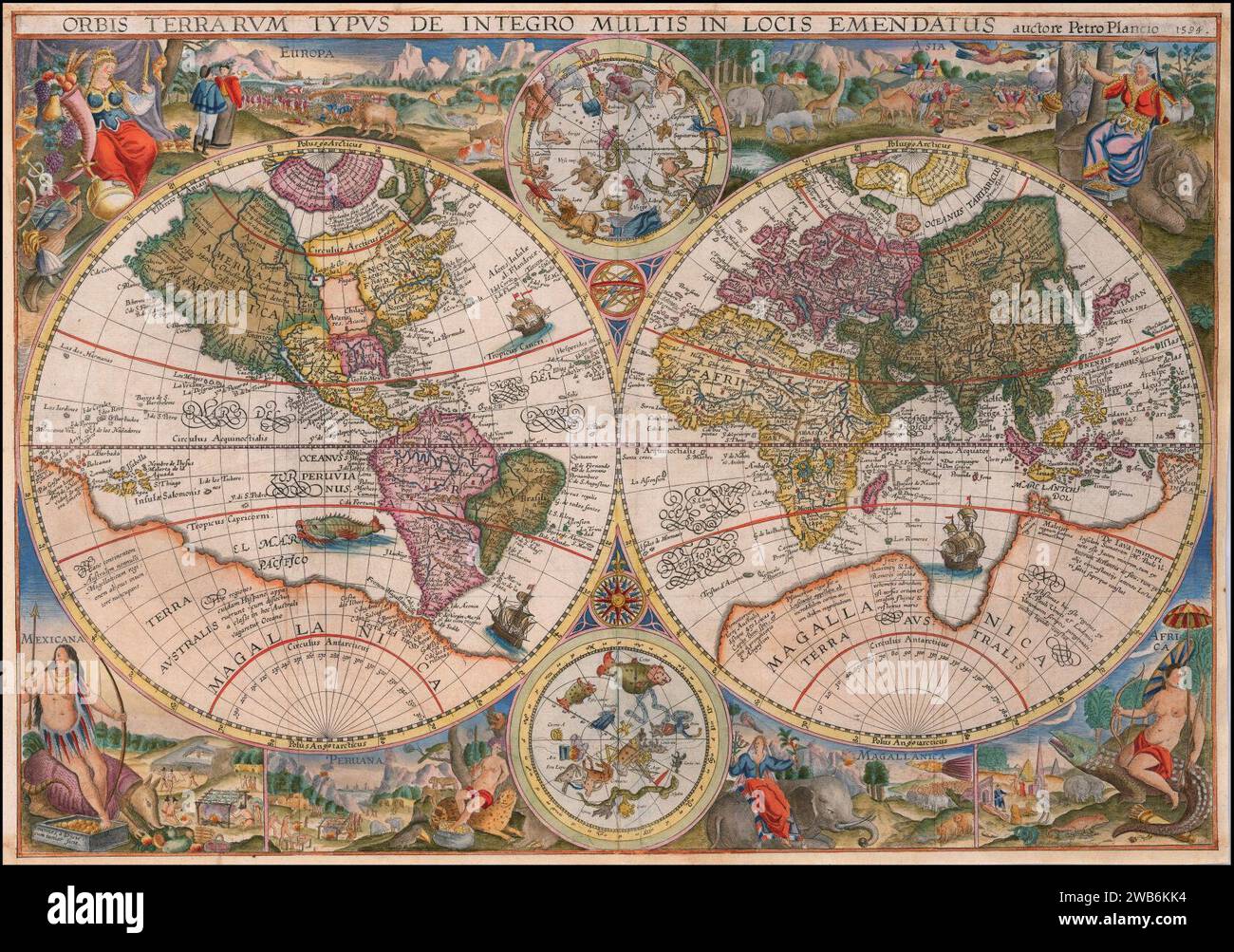 Double Hemisphere World Map - Gerard Mercator