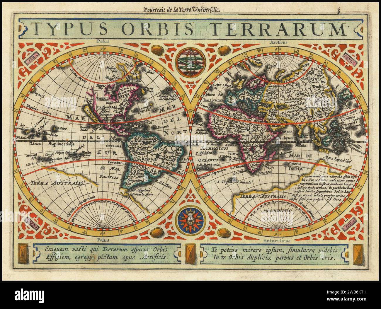 1631 map - Typus Orbis Terrarum. Stock Photo