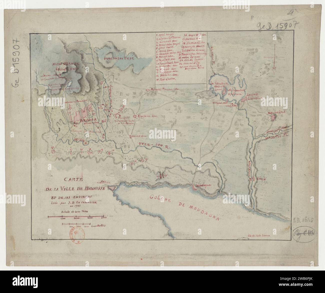 1786 map - Carte de la Ville de Brousse et de ses Environs, levée par J ...