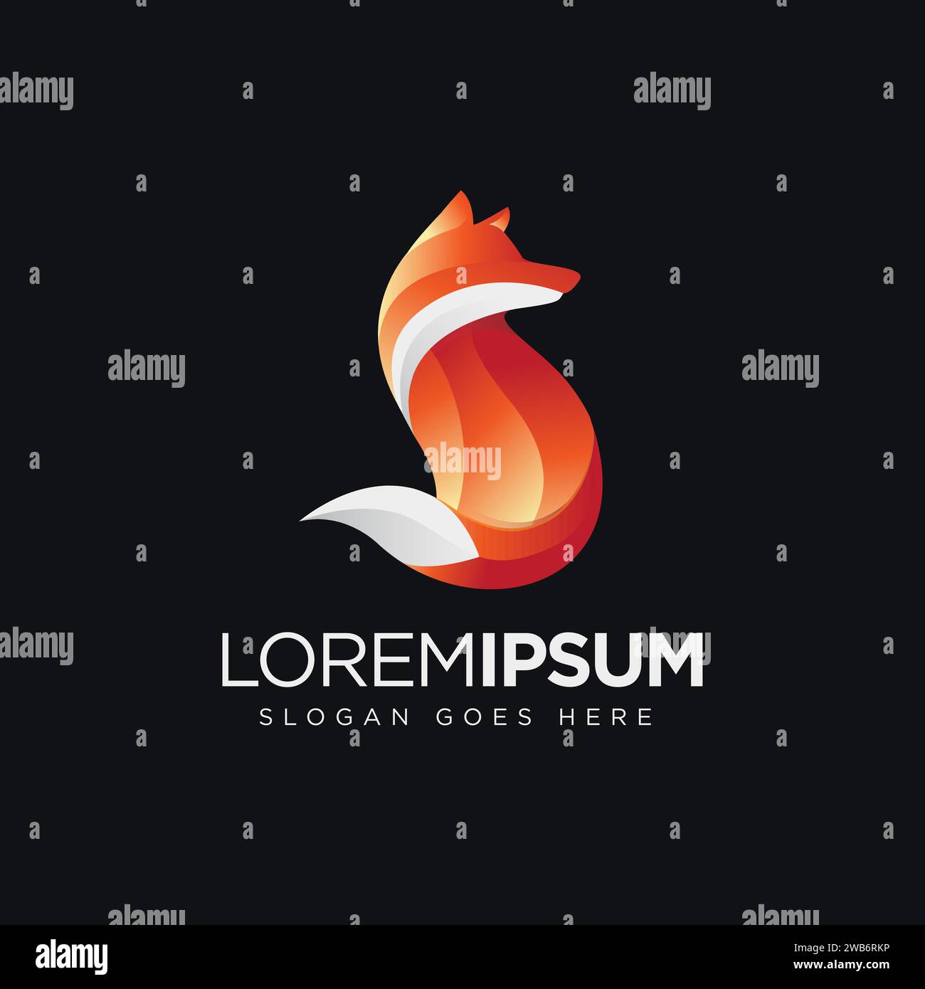 Modern geometric Red Fox logo icon vector on black background Stock Vector
