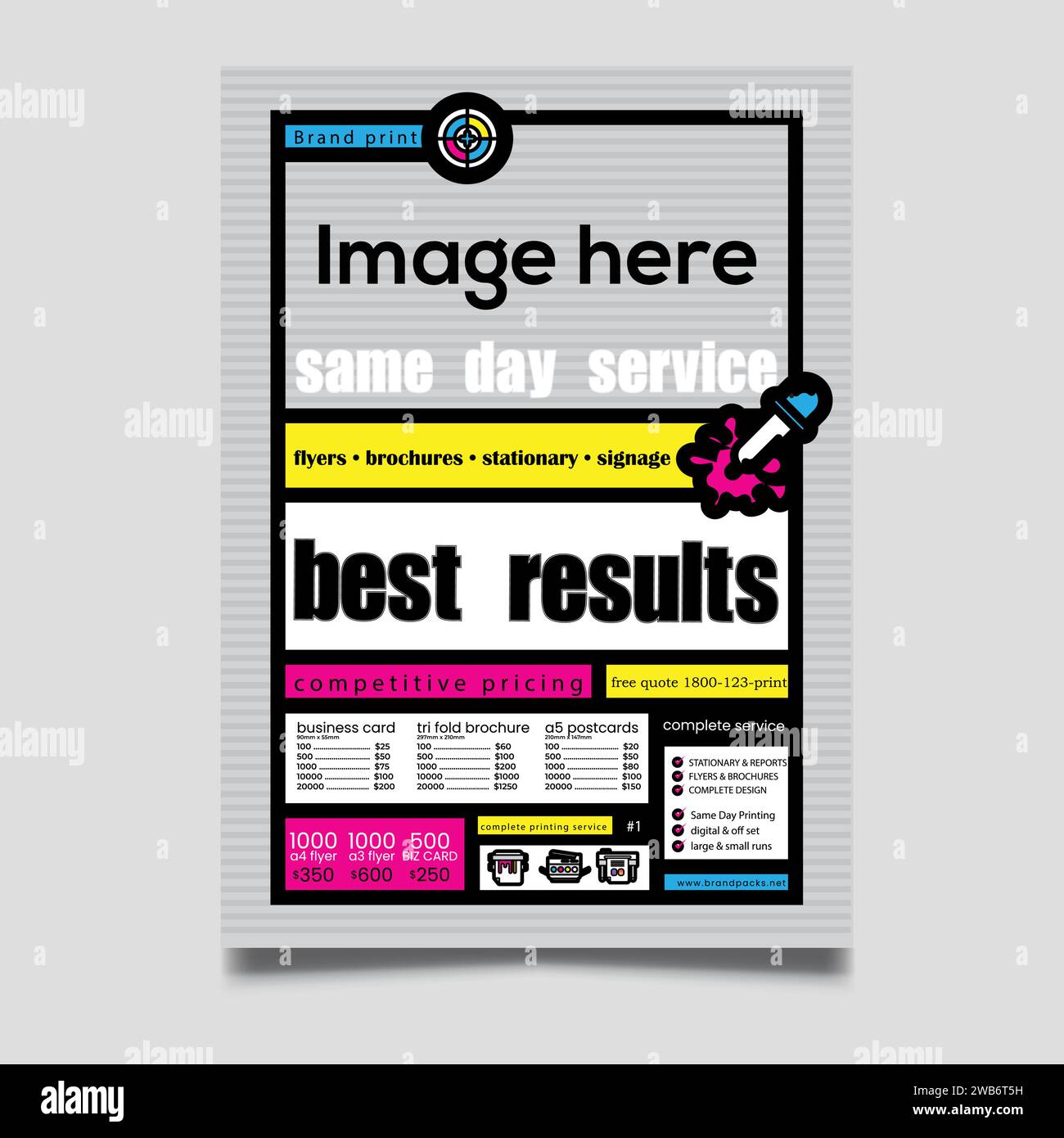 Print service identity polygraphy cmyk design vector. Paper in a ...