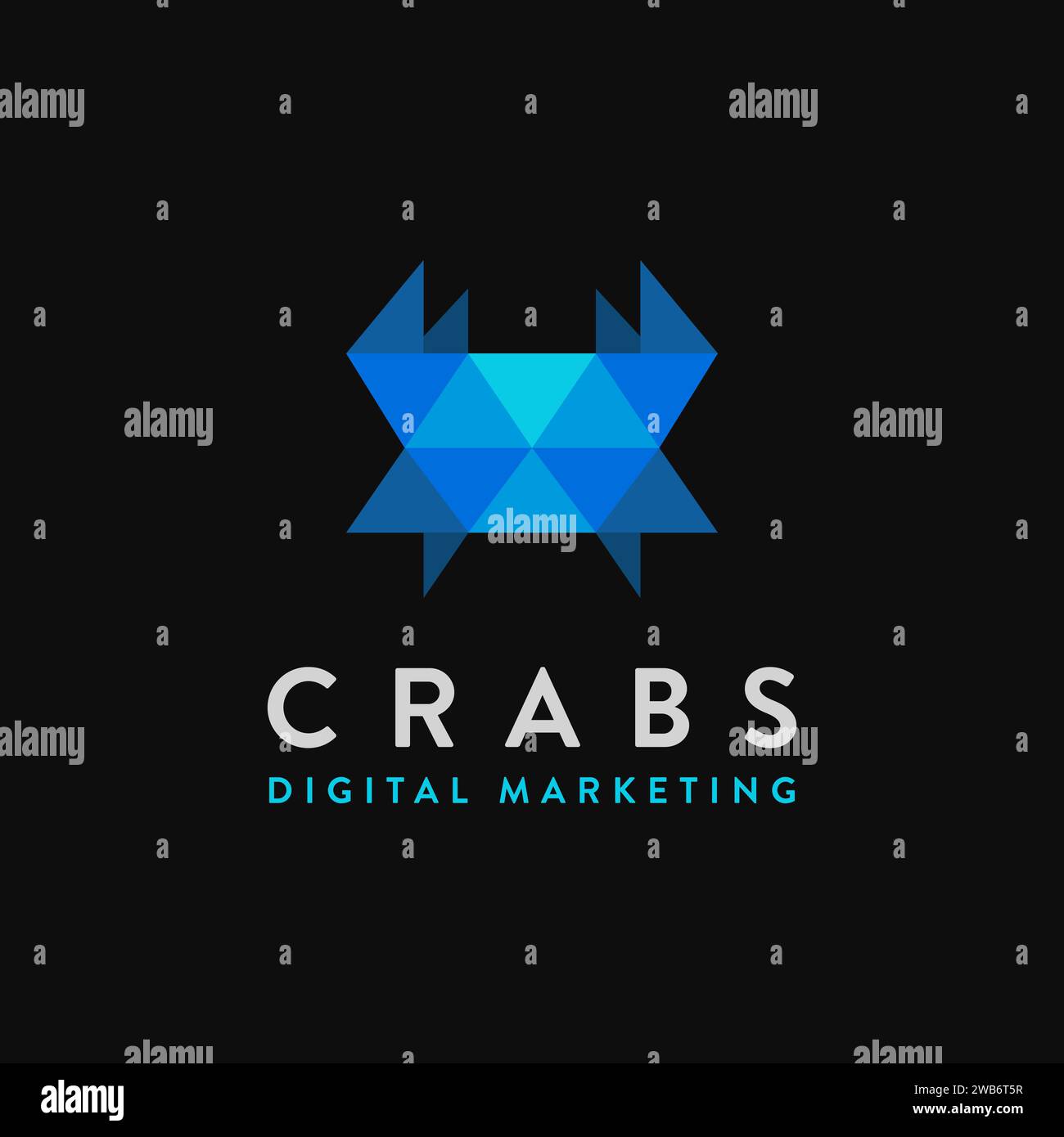 Modern geometric crab logo icon vector template on black background Stock Vector