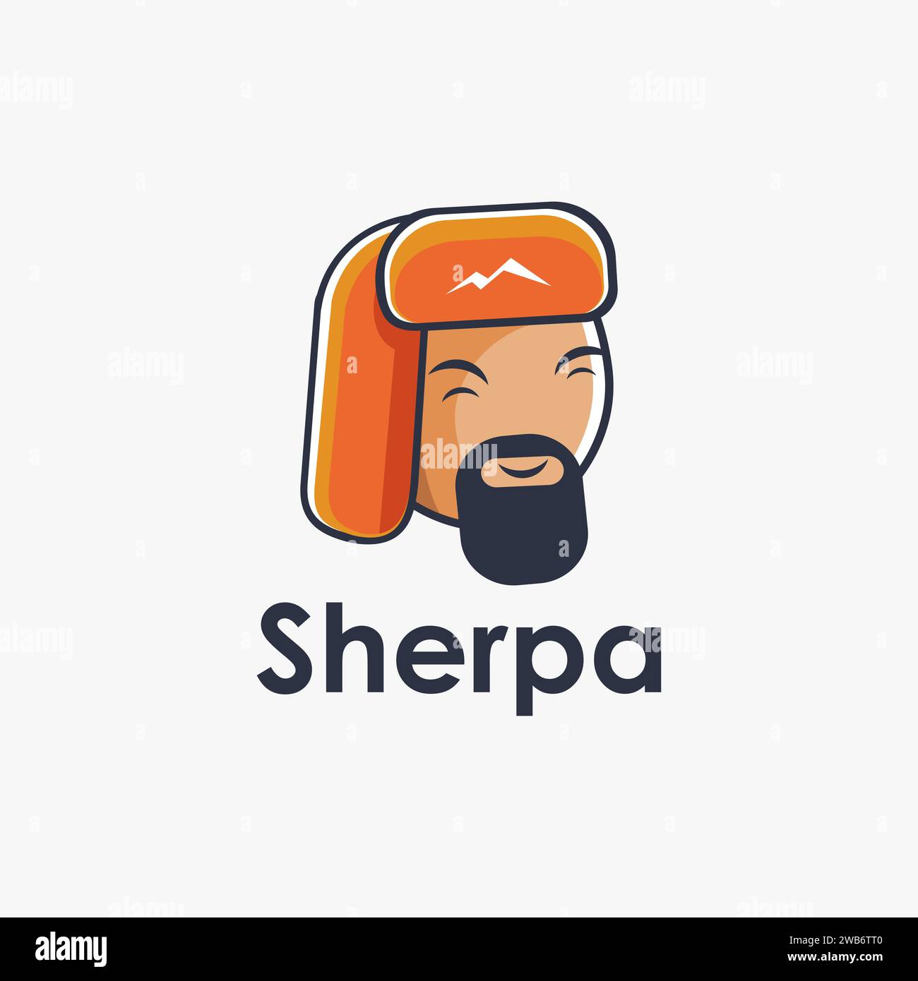 Fun head of Sherpa logo icon cartoon mascot vector illustration on white background Stock Vector