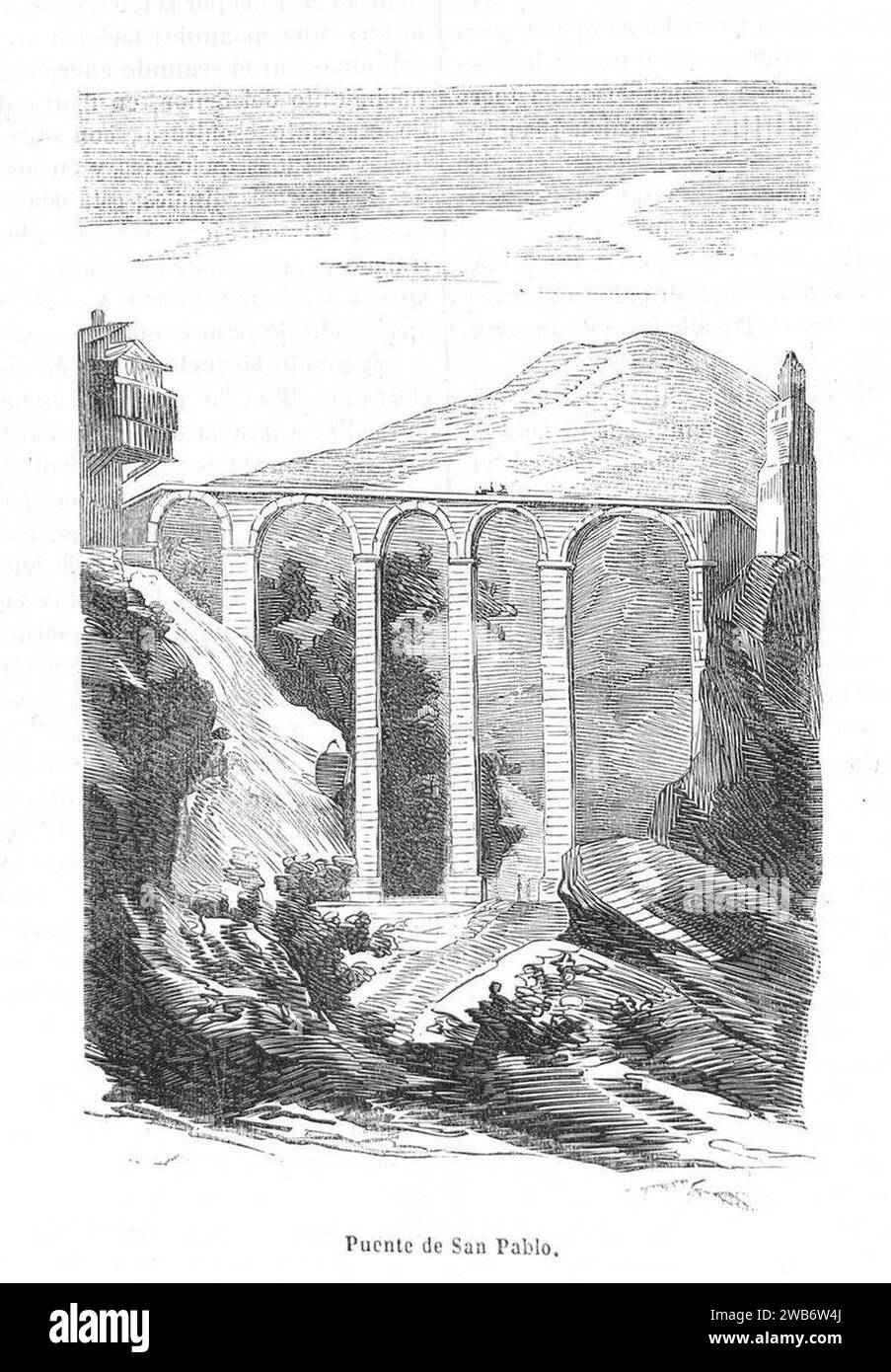 1848-07-09, Semanario Pintoresco Español, Puente de San Pablo. Stock Photo