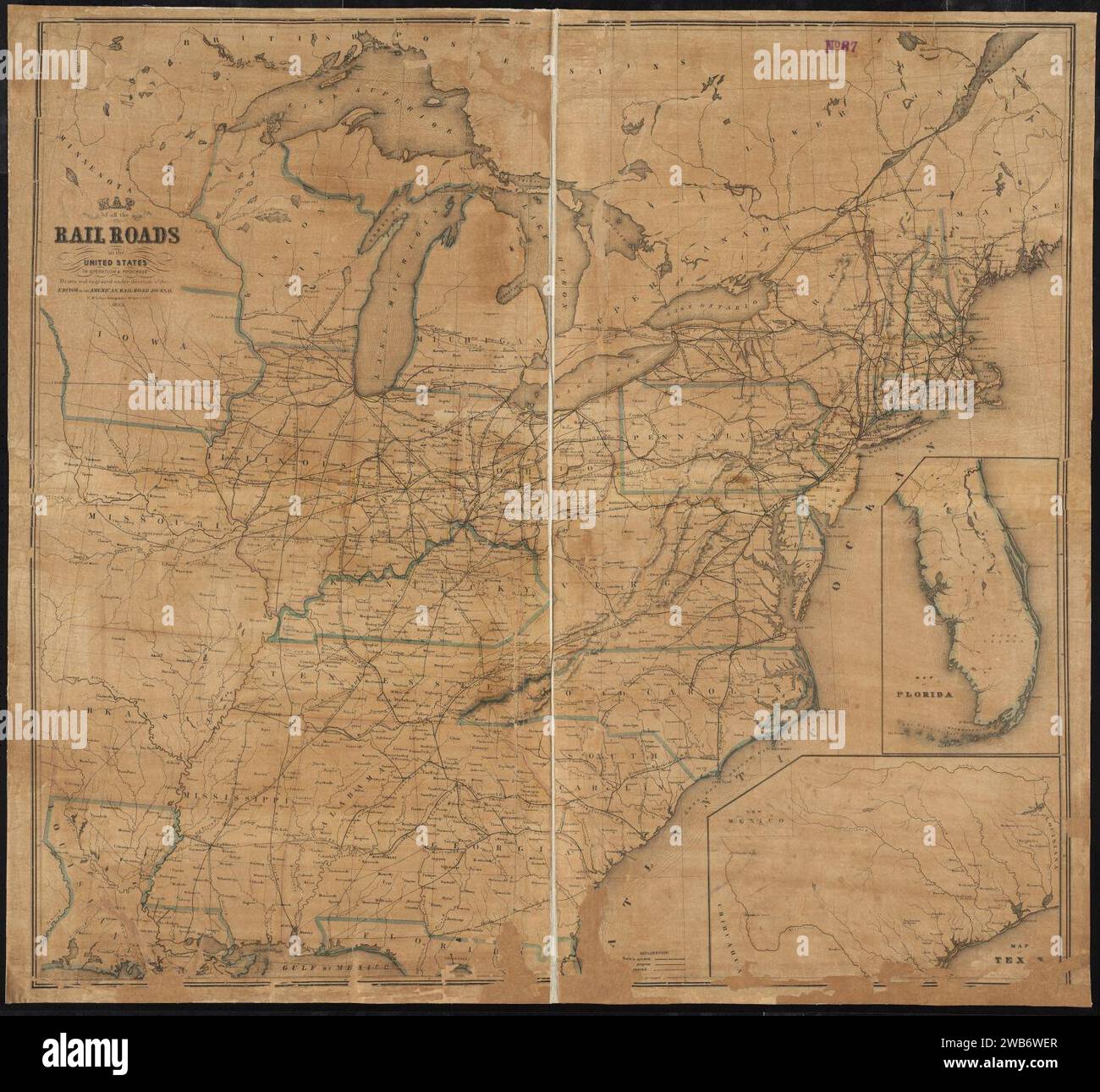 1853 Map of all the railroads in the United States in operation and ...