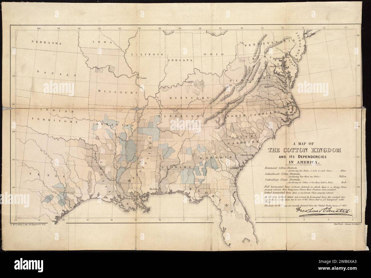 1861 A map of the cotton kingdom and its dependencies in America, by