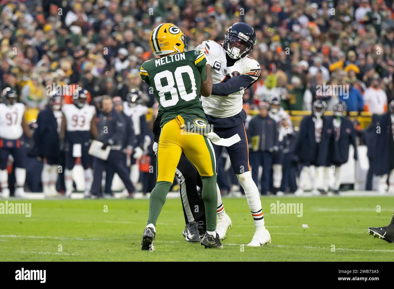 Green Bay, WI, USA. 7th Jan, 2024. Green Bay Packers wide receiver Bo
