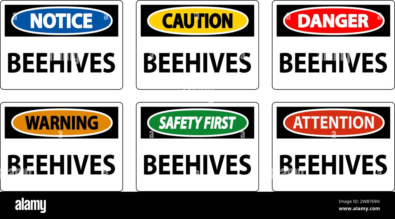 Caution Sign Beehives Stock Vector Image & Art - Alamy