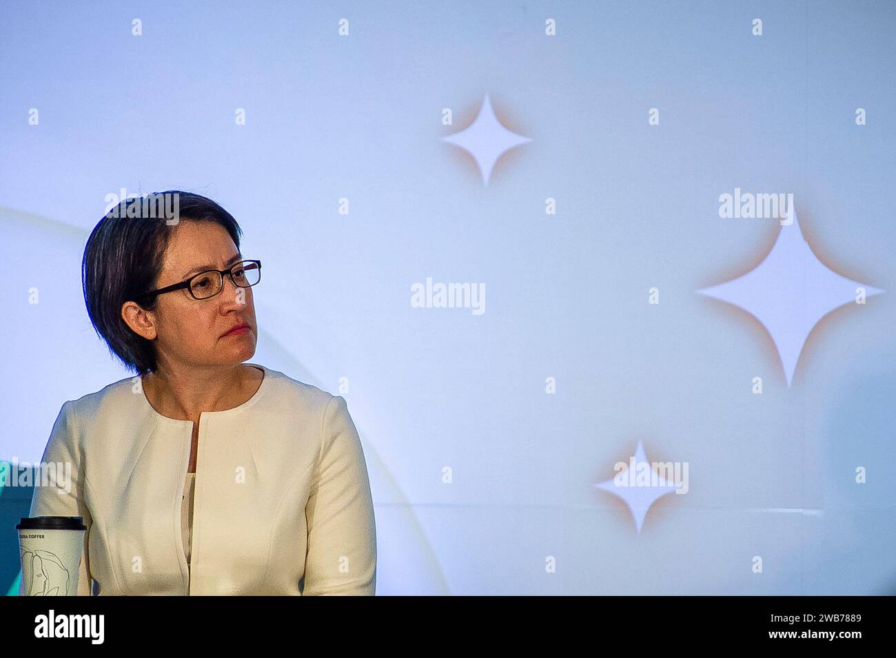 Taipei. 09th Jan, 2024. Hsiao Bikhim, vice president candidate holds a