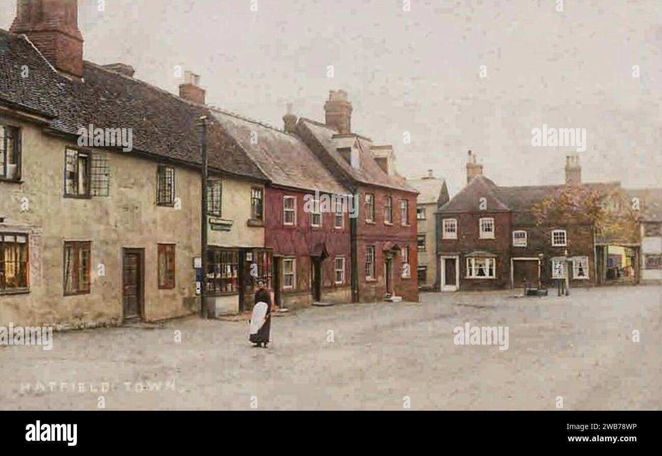 Hatfield Broad Oak High Street Essex England 19th century 01 - colorized Palette FM. Stock Photo