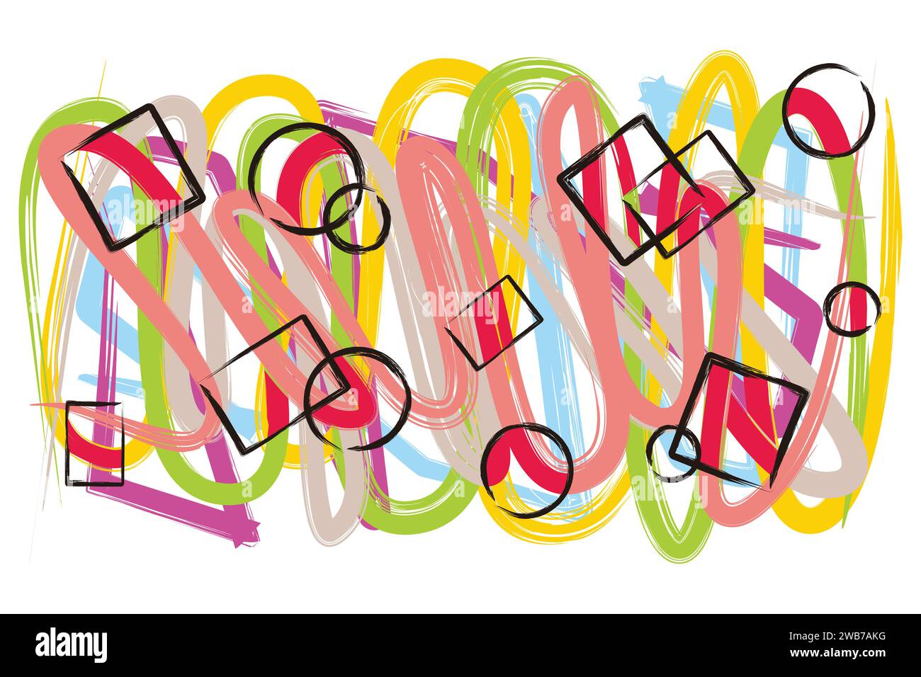 grunge colorful square round frame linked background wallpaper vector Stock Vector
