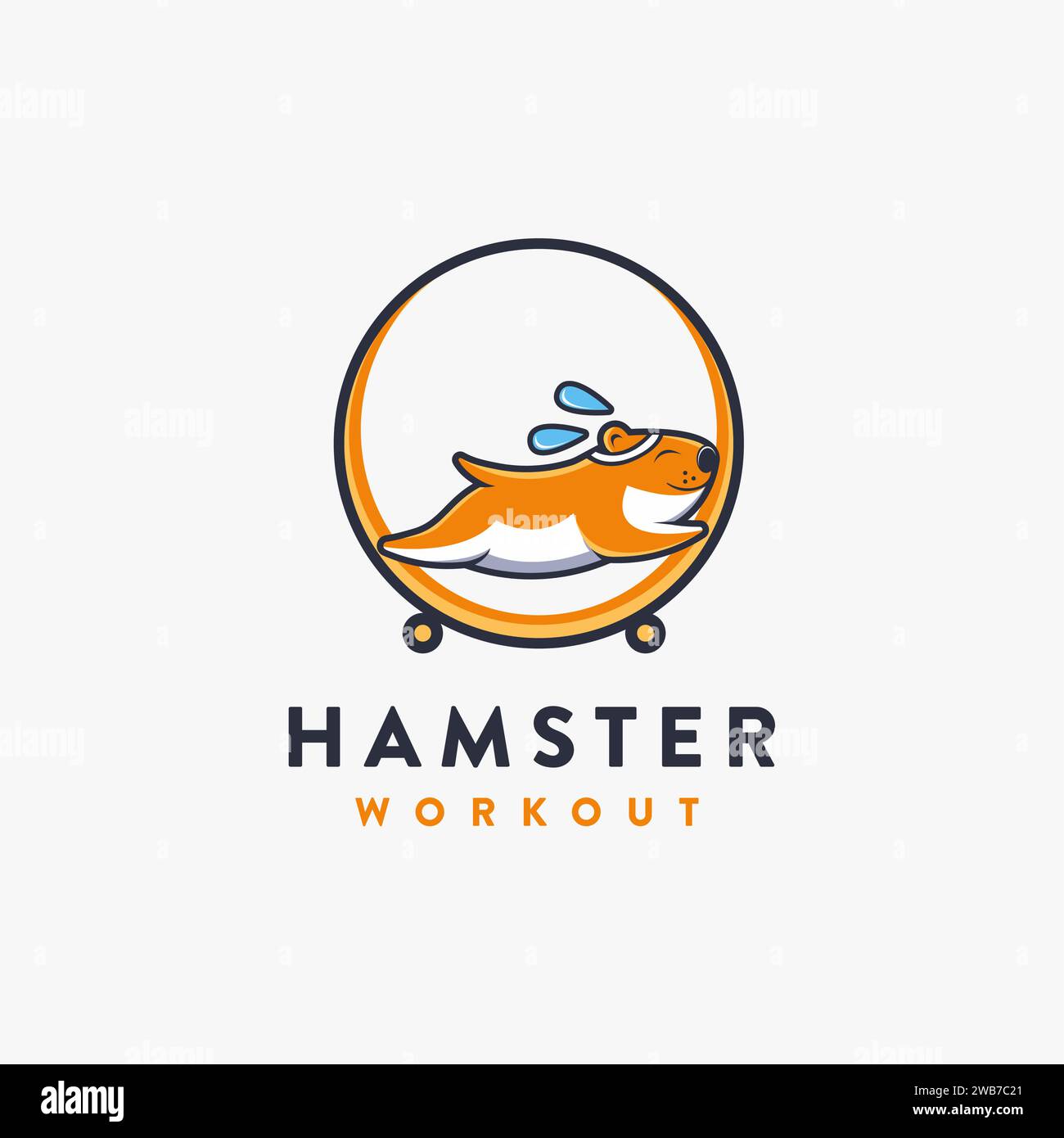 Hamster workout cartoon mascot logo Stock Vector