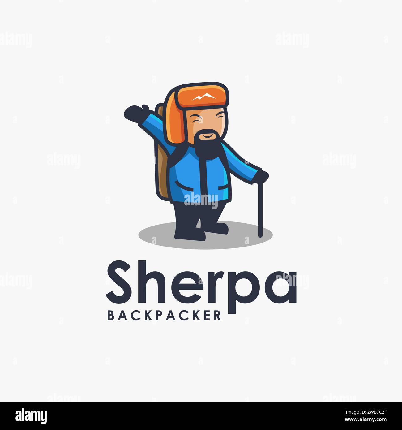 Sherpa backpacker logo mascot vector Stock Vector