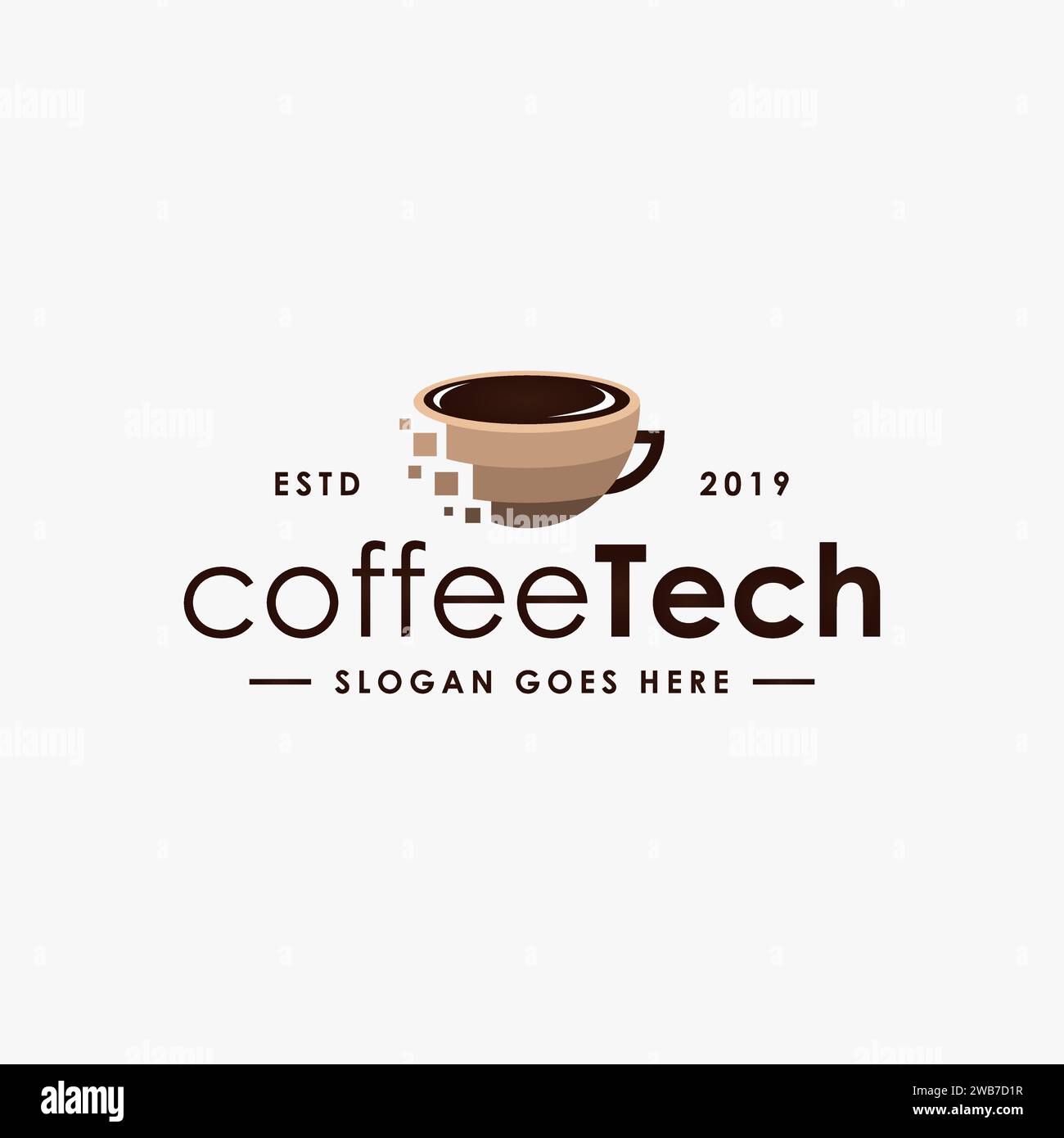 digital coffee logo vector inspiration, coffee technology Stock Vector