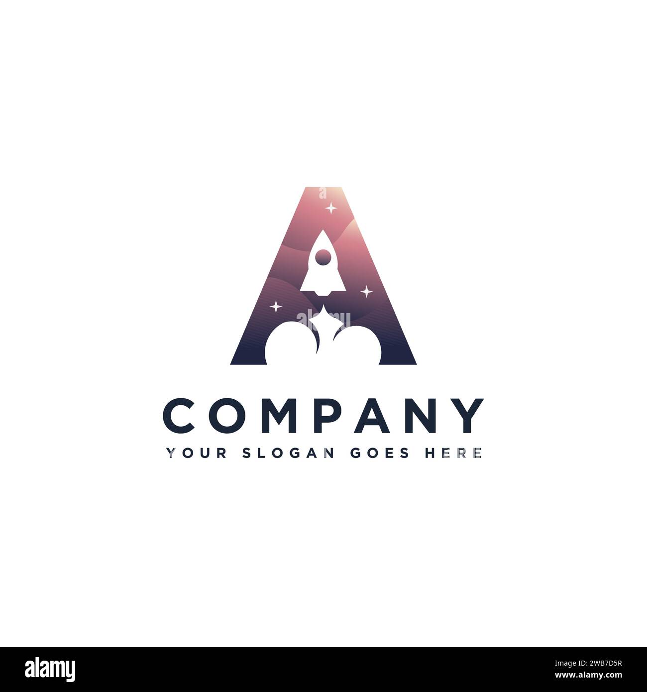 A initial letter rocket logo, creative monogram logo with negative space style Stock Vector
