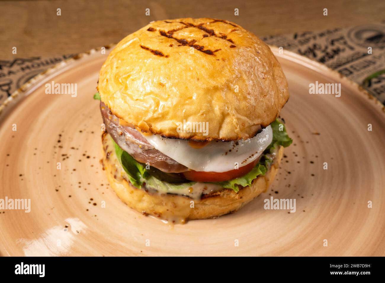 Savory Delight, A Symphony of Flavors in This Gourmet burger Stock Photo