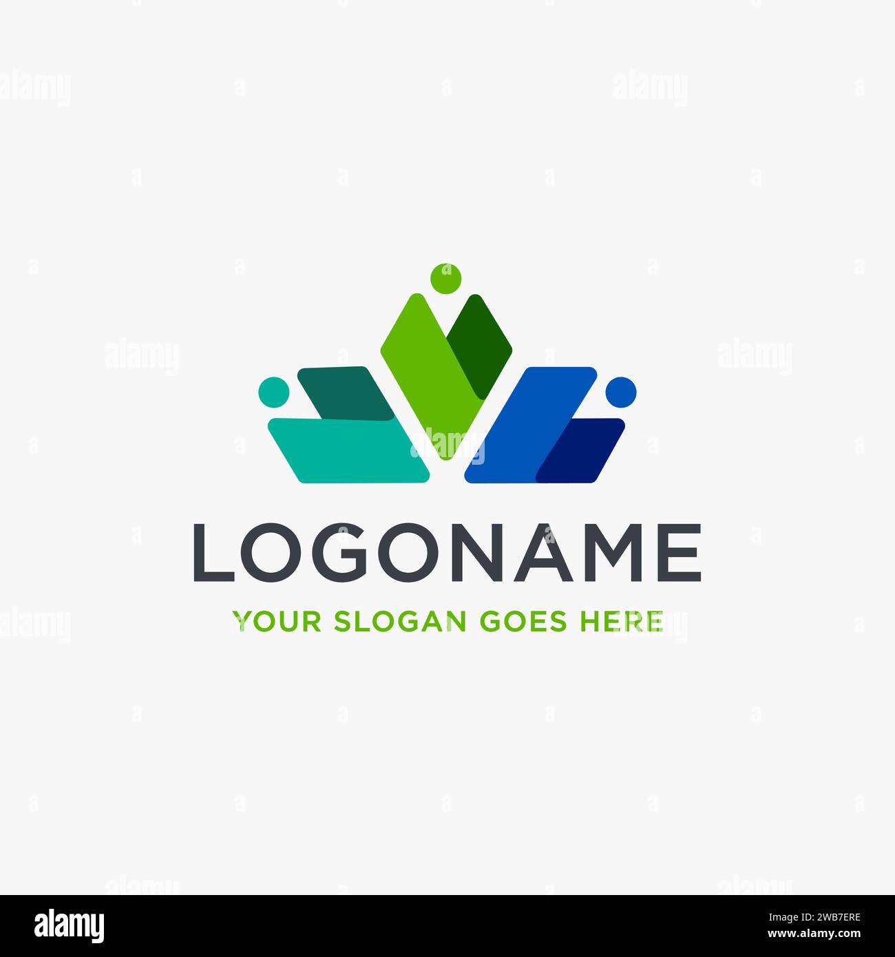 Abstract people crown logo icon Stock Vector