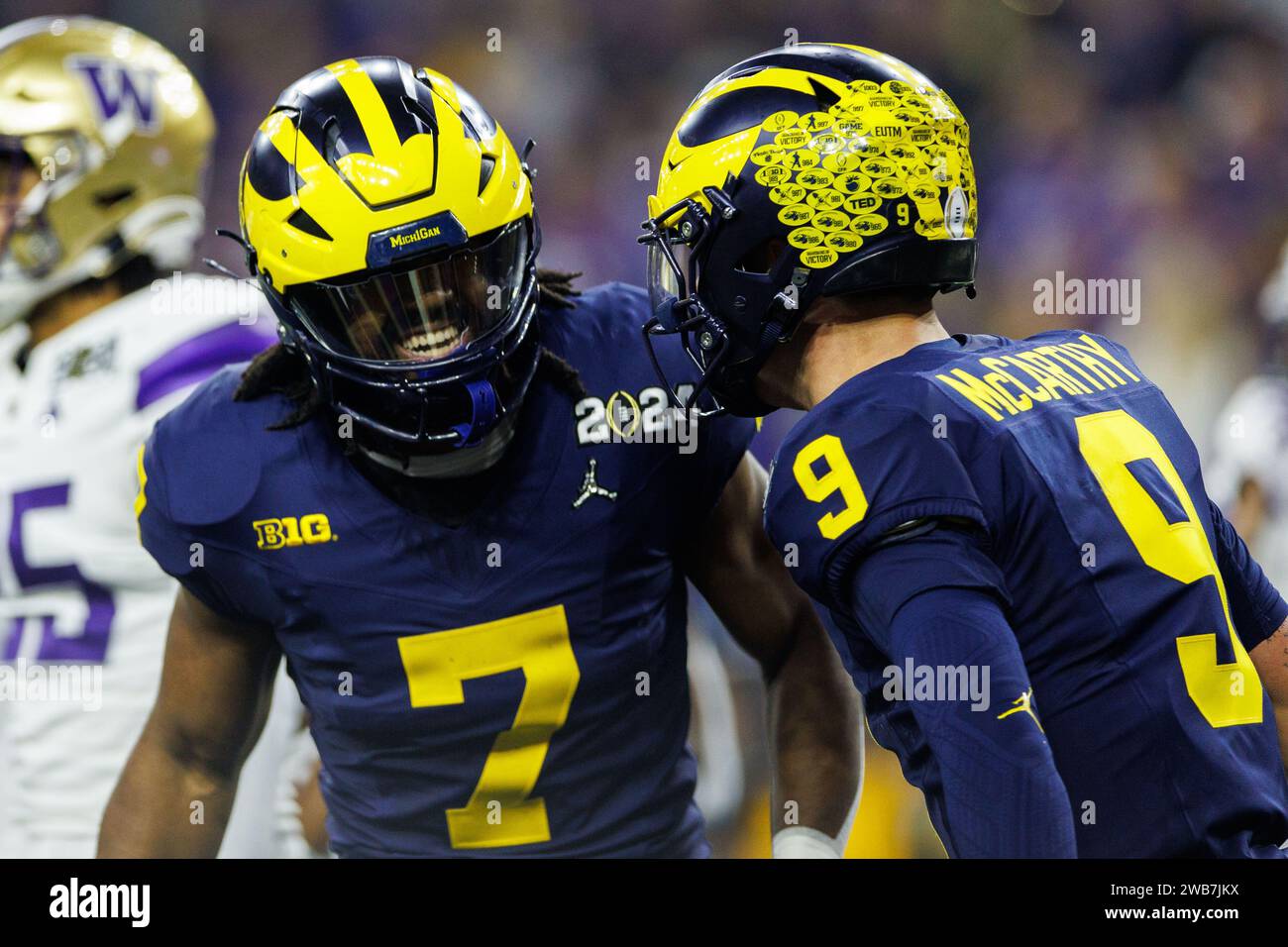 January 08, 2024 Michigan running back Donovan Edwards (7) and Michigan quarterback J.J