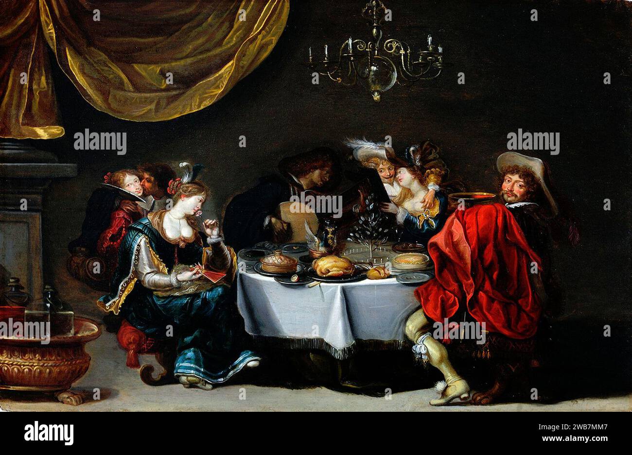 Simon de Vos Merry company in an interior (Allegory of the five