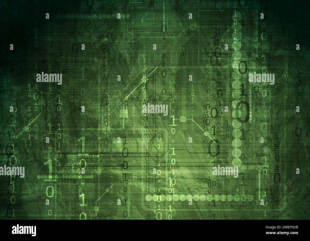 Dark green grunge technology background with binary code. Vector design ...