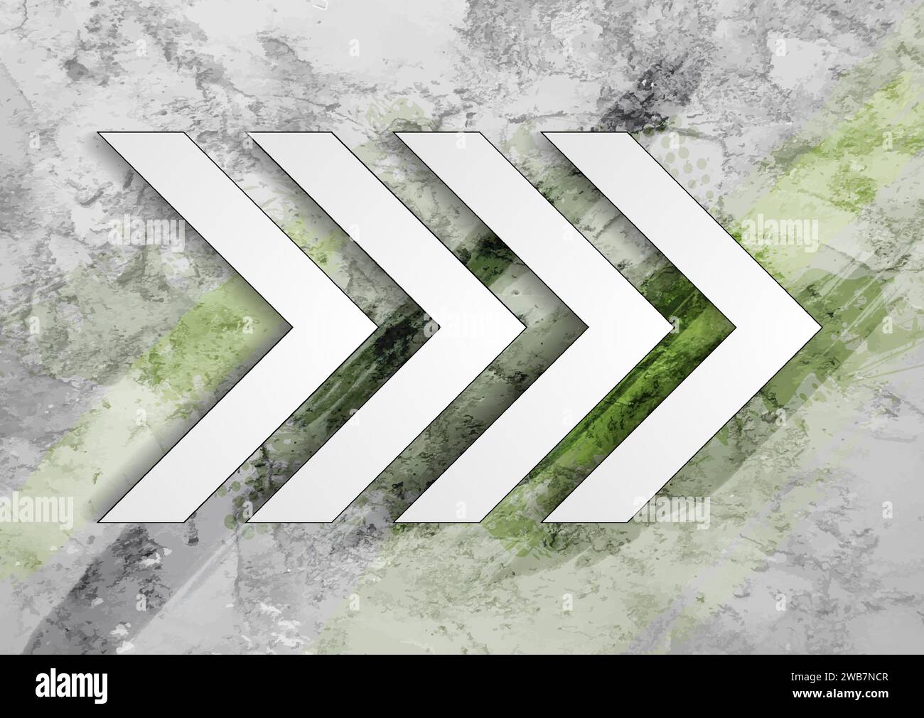 Arrows on grey green grunge texture background. Vector design Stock Vector