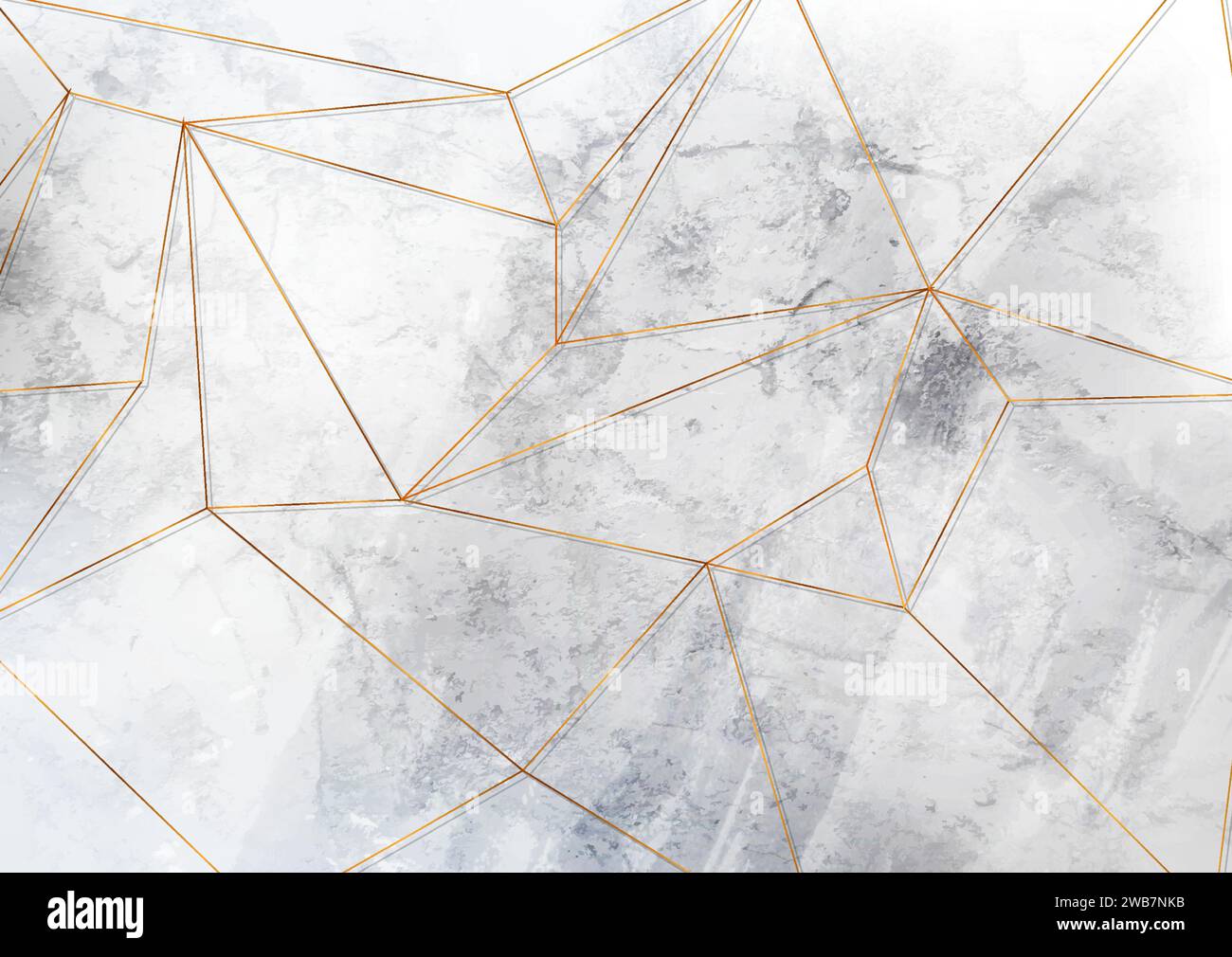 Golden polygonal pattern on grey grunge wall tech background. Vector design Stock Vector