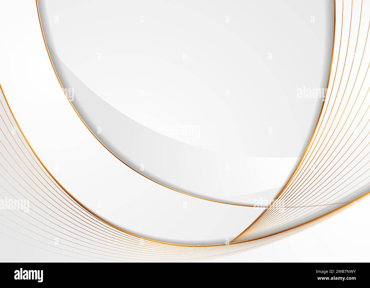 Grey waves and golden curved lines abstract background. Vector design Stock Vector