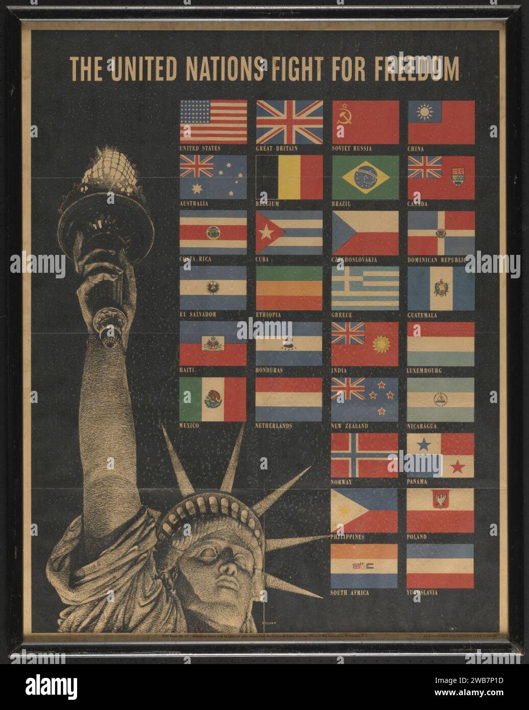 ''THE UNITED NATIONS FIGHT FOR FREEDOM'' - ''OWI Poster No. 19. Additional copies may be obtained upon request from the Division of Public Inquires, Office of War Information, Washington, D. C.''- 49651767253 1286311f19 o. Stock Photo