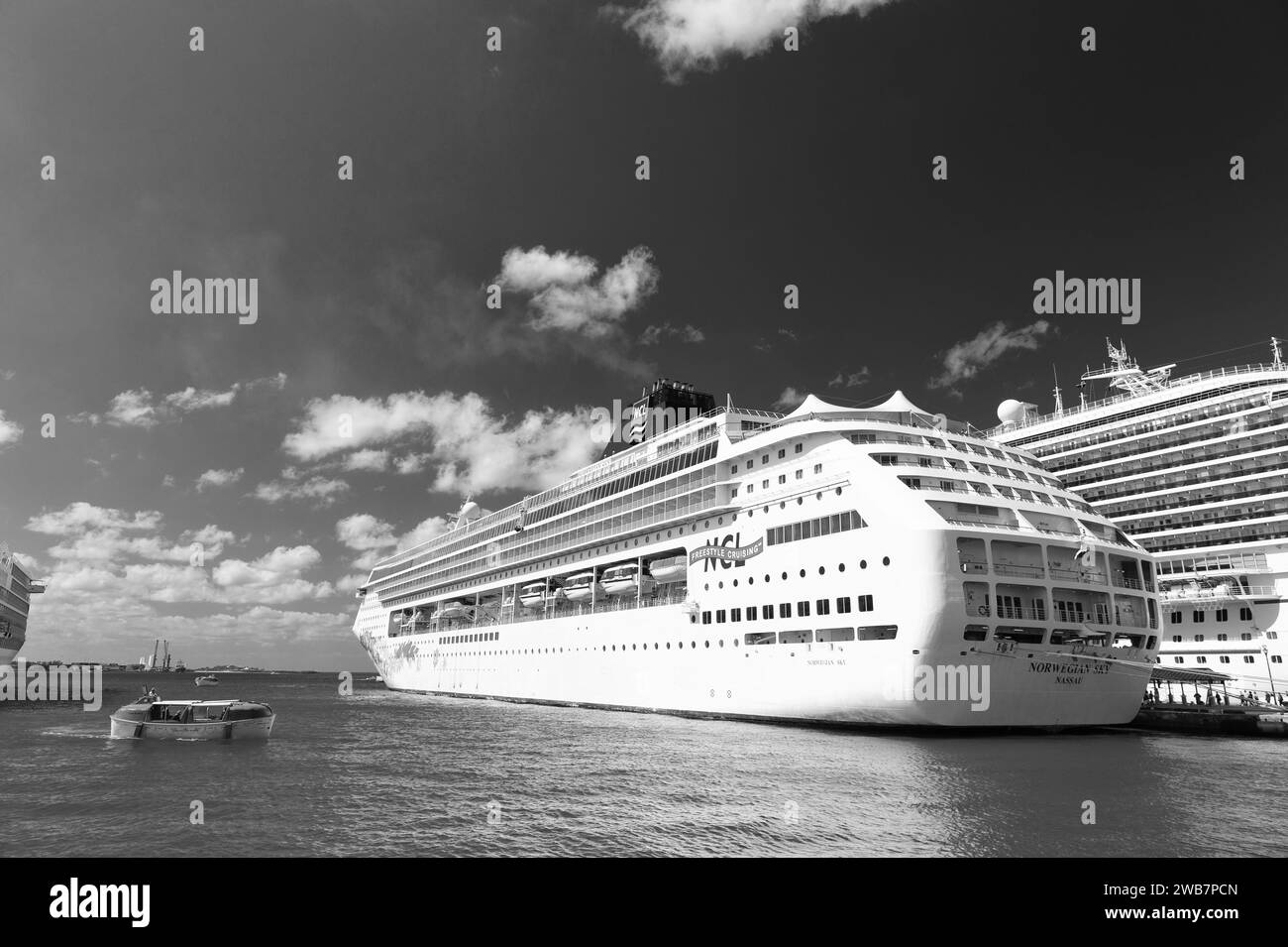 Nassau, Bahamas - Februay 18, 2016: terrific white cruise ferry for