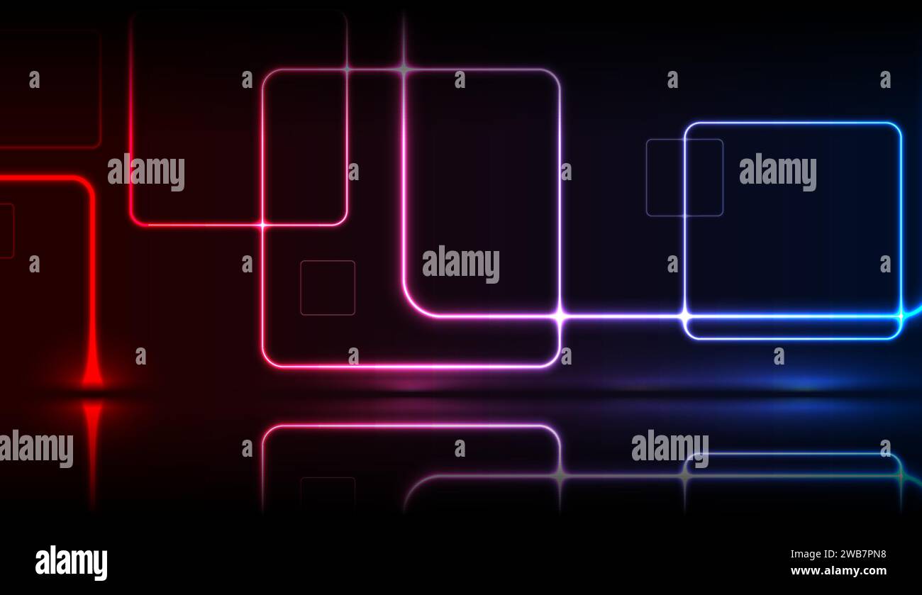 Abstract blue red neon squares hi-res stock photography and images - Alamy