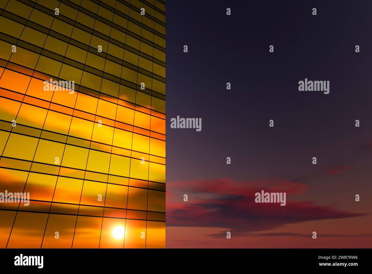 High-rise buildings in the evening in the rays of the setting sun Stock ...